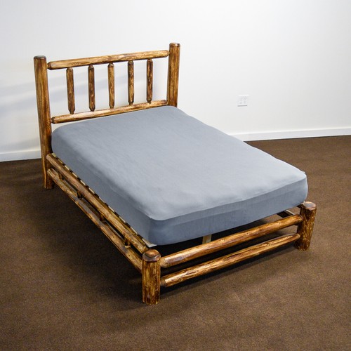 Log platform bed queen - log,